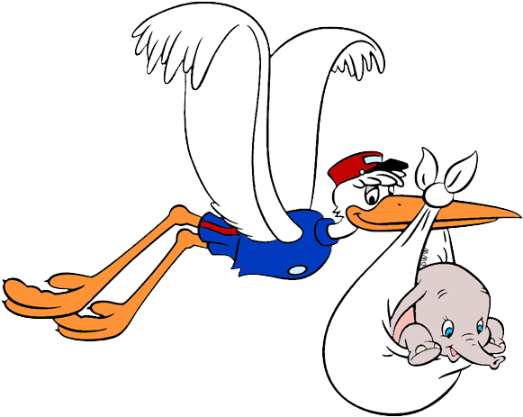 Dumbo Clip Art 3 - Dumbo Baby Stork (600x481), Png Download