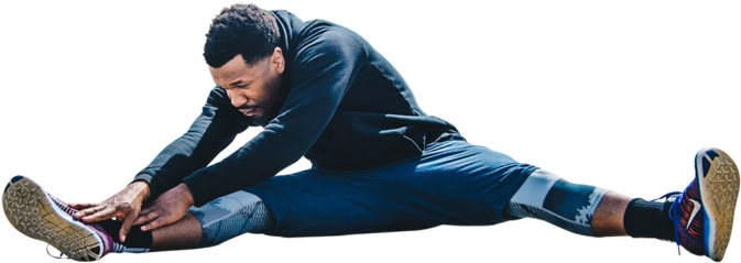Black Male Athlete Stretching Legs Png - Stretching (750x316), Png Download