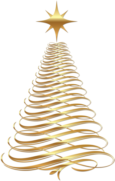 Gold Christmas Tree Png (383x600), Png Download