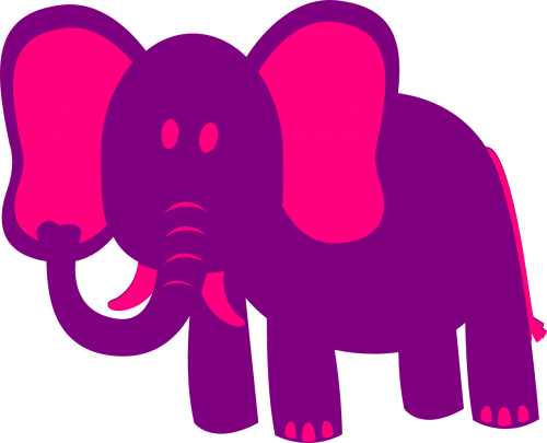 Pin And Purple Elephant (500x405), Png Download