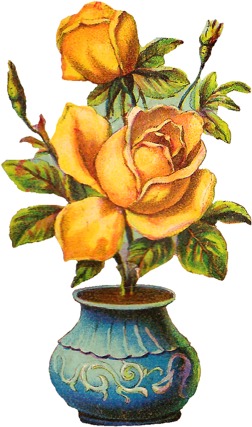 I Created This Gorgeous Rose Digital Download From - Vintage Flower Pot Png (1029x1600), Png Download