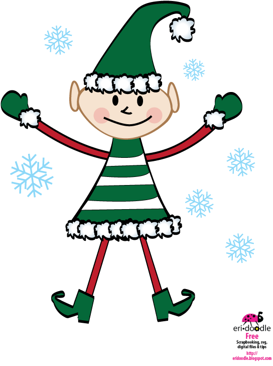 Eri Doodle Designs And Creations - Easy Christmas Elf Drawing (612x792), Png Download