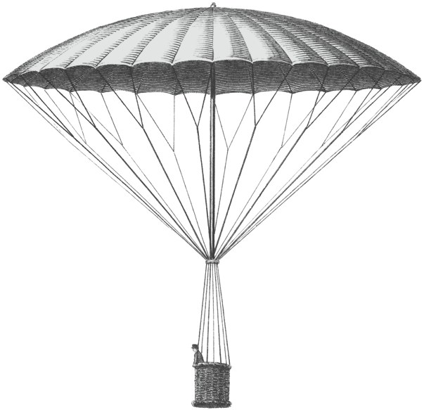 Montgolfier Hot Air Balloon Frameless Parachute - First Parachute (603x583), Png Download