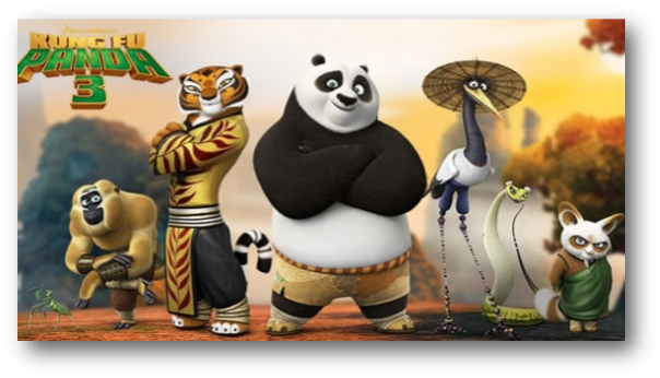 Kung Fu Panda - Kung Fu Panda Po Tigress Mantis Viper Crane And Monkey (612x351), Png Download