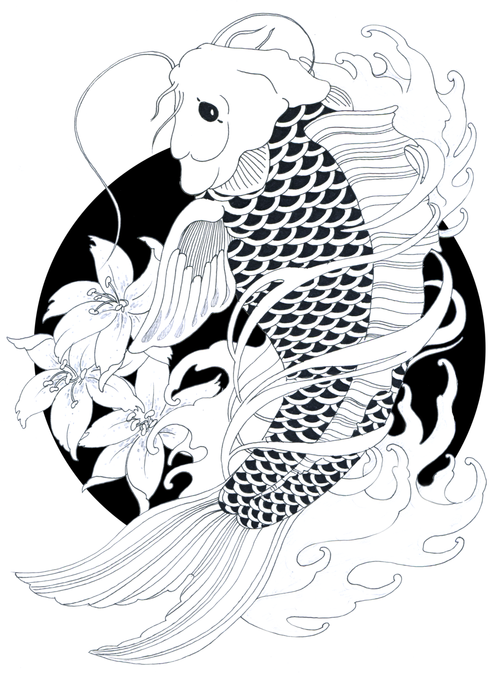 Koifish By Zakariaseatworld - Japanese Koi Fish Png (1024x1375), Png Download