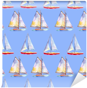 Watercolor Seamless Pattern With Sailboats, Bright - Sail (400x400), Png Download