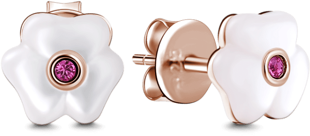Earrings Soufeel Flower Sakura Earrings Rose Gold (750x750), Png Download