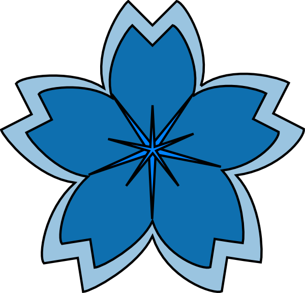 Blue Sakura Blossom Svg Clip Arts 600 X 576 Px (600x576), Png Download