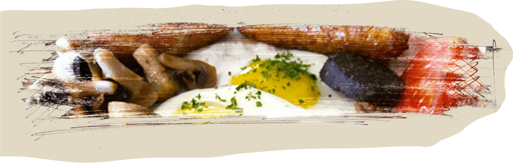 Sausages, Grilled Tomato With Cheddar Cheese, Bacon, - Art (1020x325), Png Download