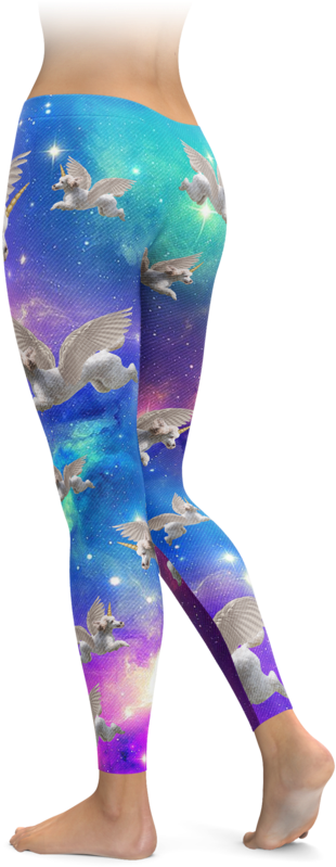 Interstellar Flying Unicorn Poodle Leggings - All Over Shirts Purple Vampire Lips Leggings (740x895), Png Download
