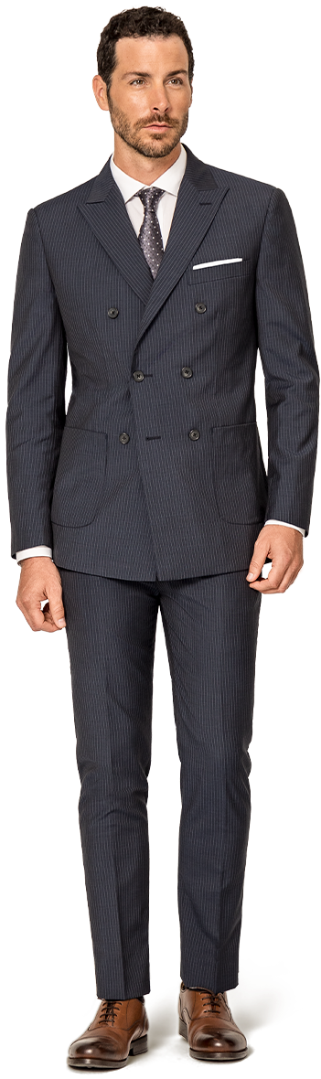 Double Breasted Suit - Michael Kors Blue Suit (359x1188), Png Download