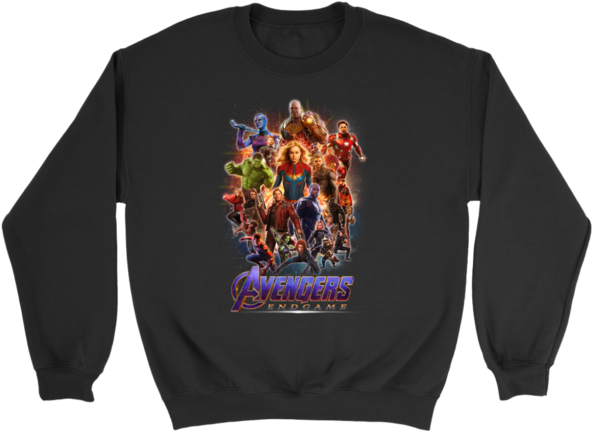 Endgame Marvel Thanos Thor Vision Captain America Sweatshirt - Crew Neck (600x600), Png Download