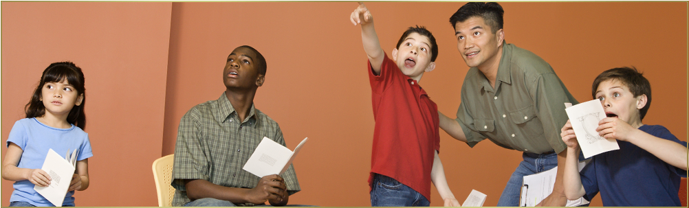 Children Taking An Acting Class - Teacher (1296x302), Png Download