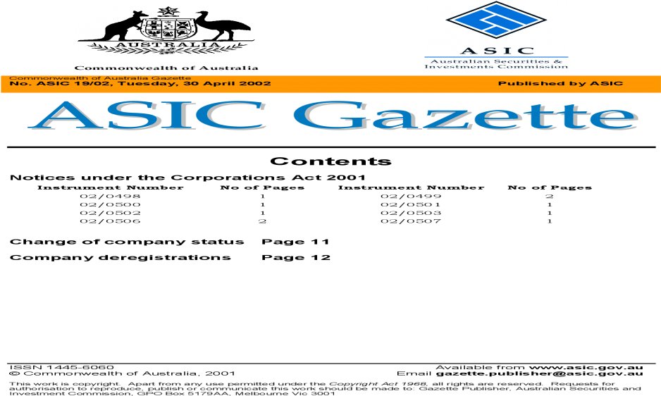 Asic 19/02, Tuesday, 30 April 2002 Published By Asic - Animal (1200x630), Png Download