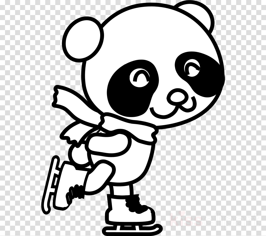 Ice Skating Panda Bears Clipart Giant Panda Bear Ice - Christmas Clipart Ice Skates (900x800), Png Download