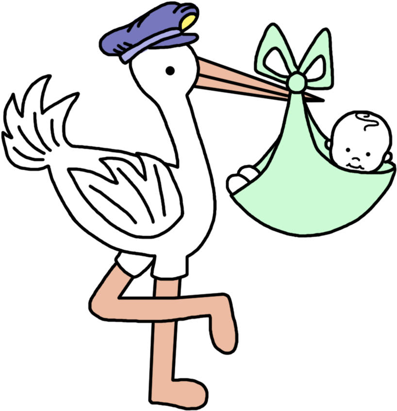 Stork Clipart Baby Diaper Bag - Stork Baby (1000x1000), Png Download