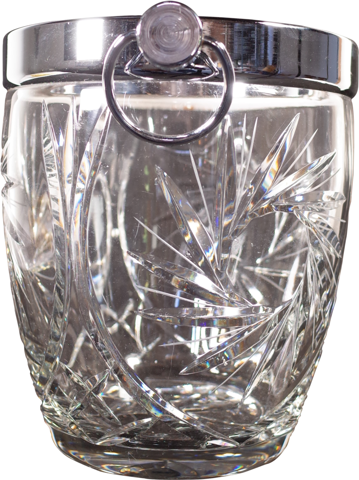 Cut Glass And Chrome Ice Bucket - Vase (1024x1404), Png Download