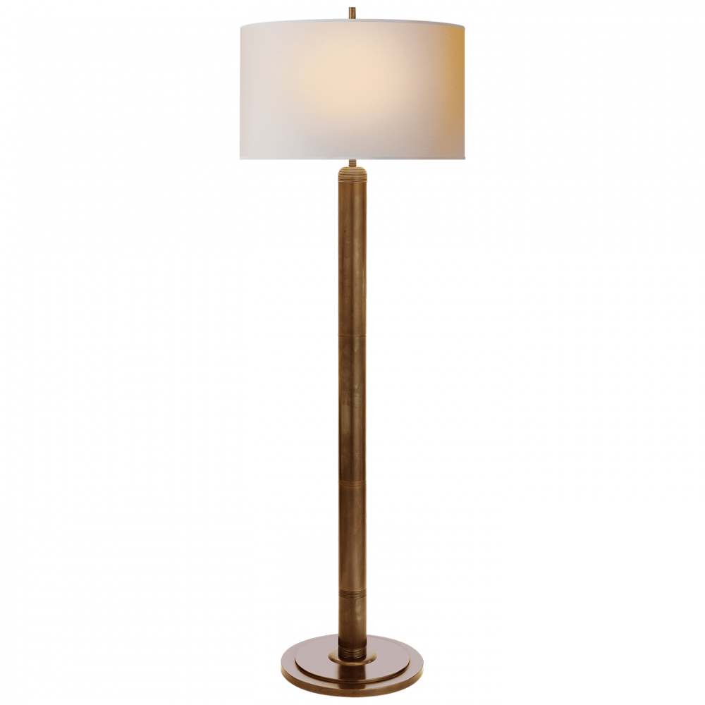 Longacre Floor Lamp In Hand-rubbed Antique Brass - Longacre Floor Lamp (1000x1000), Png Download