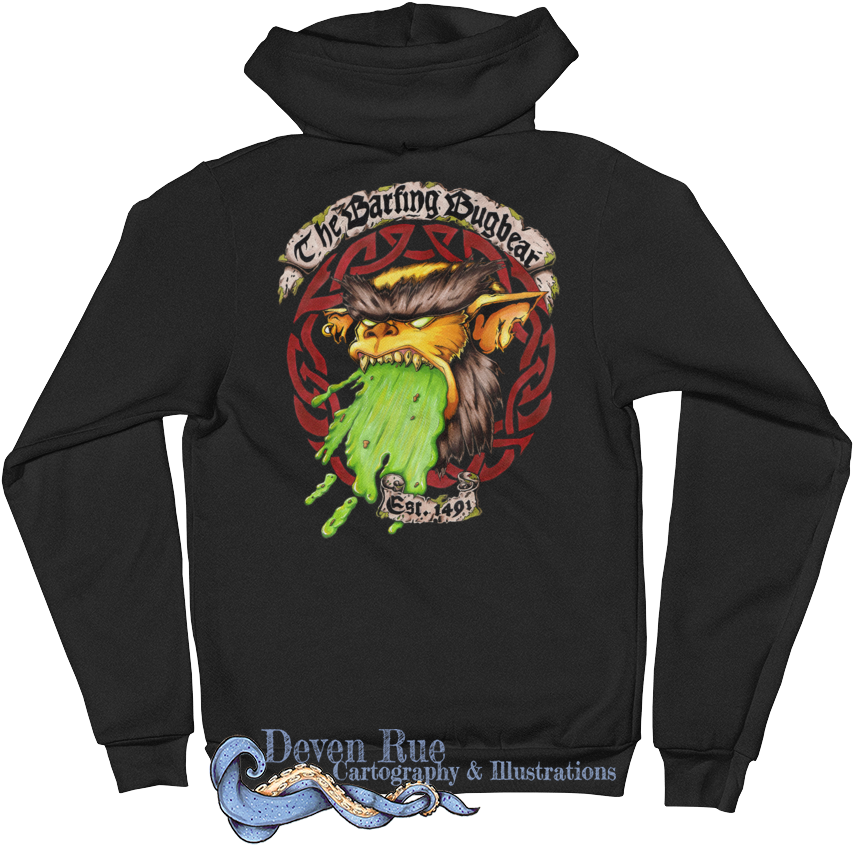 The Barfing Bugbear Zippered Hoodie - Sweatshirt (1000x1000), Png Download