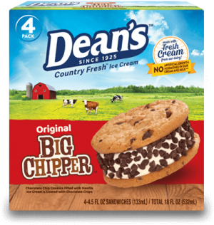 Dean's Country Fresh Chocolate Chip Cookie Sandwich - Big Chipper Ice Cream Sandwich (547x900), Png Download