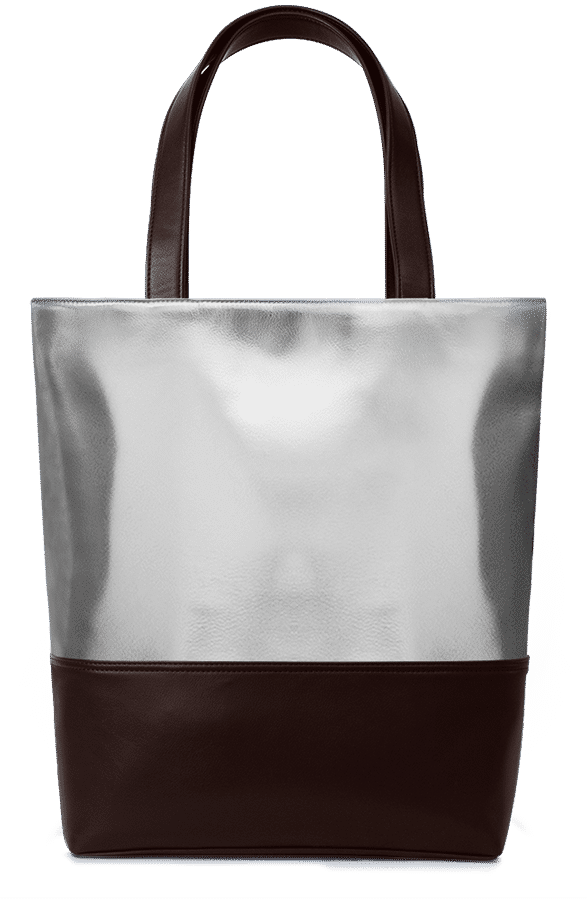 Dailyobjects Silver Metallic Pu Faux Leather Classic - Bag (587x900), Png Download