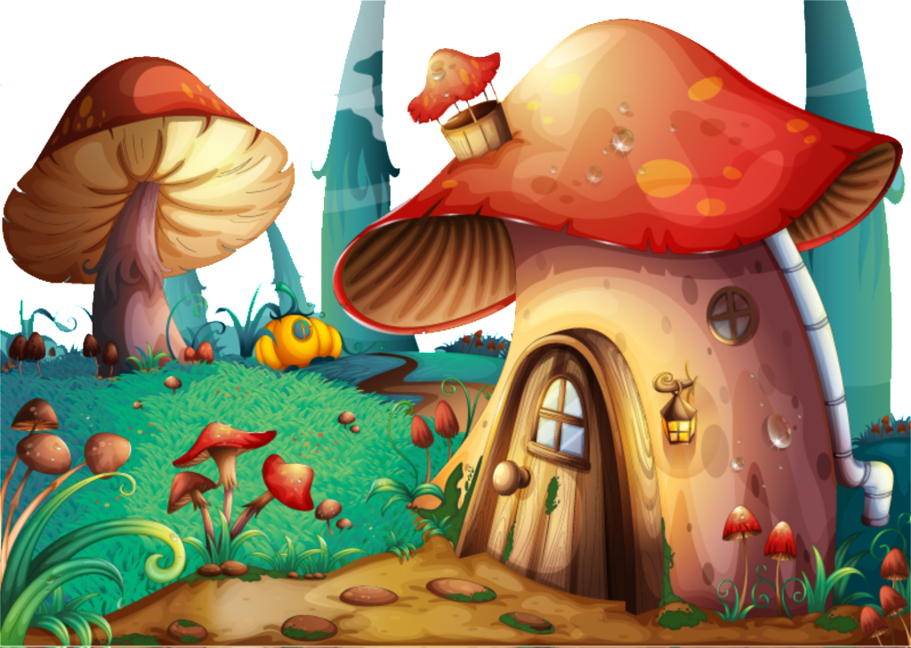 Beautiful Fairytale Mushroom Castle Pattern (1024x729), Png Download