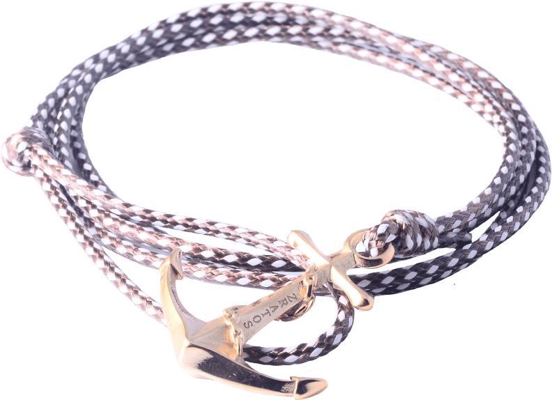 Gold Anchor Tan Nylon Rope - Bracelet (800x800), Png Download