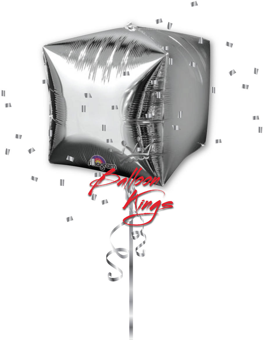 Cubez Silver - 16" Silver Cubez - Mylar Balloons Foil (1068x1280), Png Download