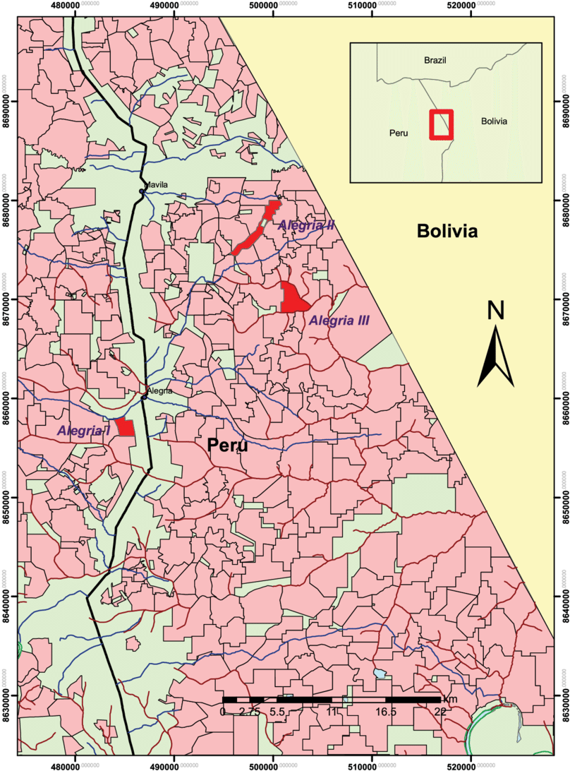 Location Of Study Sites In Madre De Dios, Peru - County Map (850x1108), Png Download