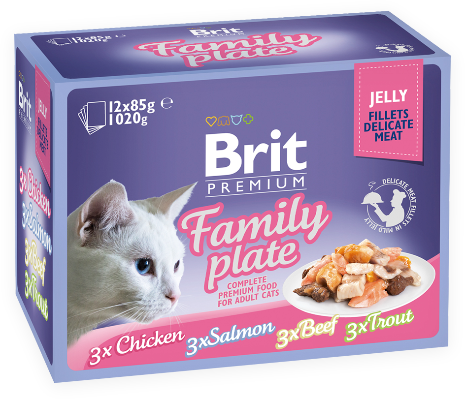 Brit Premium Cat Pouch Family Plate Jelly - Brit Premium Cat D Fillets In Jelly Family Plate 1 (1200x1600), Png Download