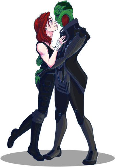Rekindling My Love For Thane And Mass Effect - Cartoon (500x647), Png Download