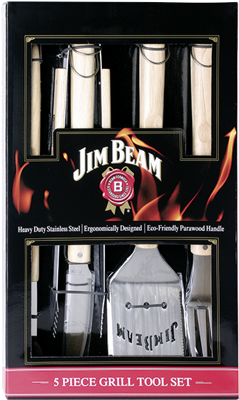 Jim Beam 5-piece Grill Tool Set (600x600), Png Download
