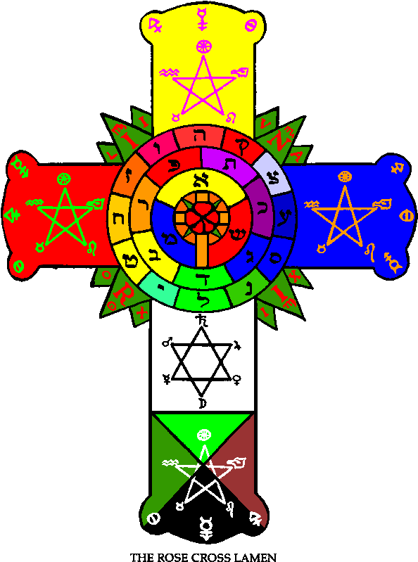 Rosy Cross Color - Rose Cross Lamen (709x888), Png Download