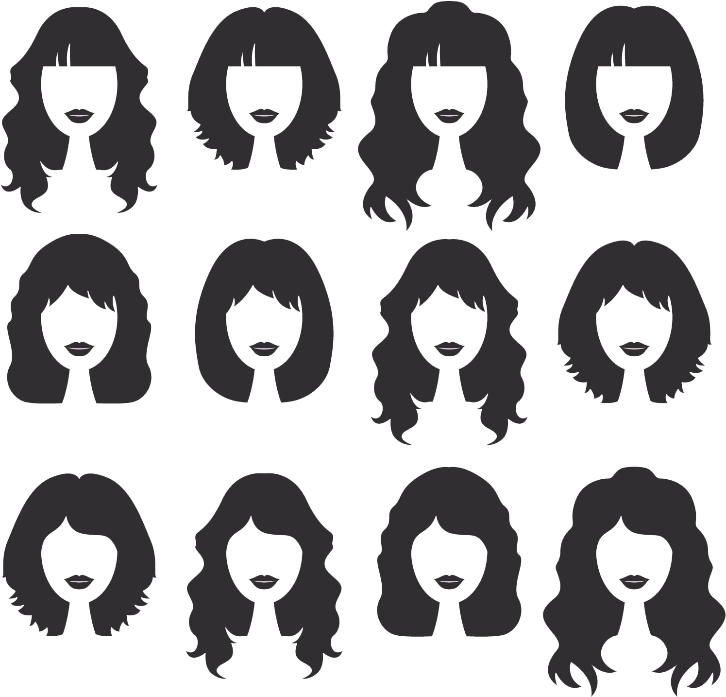 Banan Clip Short Hair Png Library Download - Siluet Wanita Rambut Pendek (1600x1600), Png Download