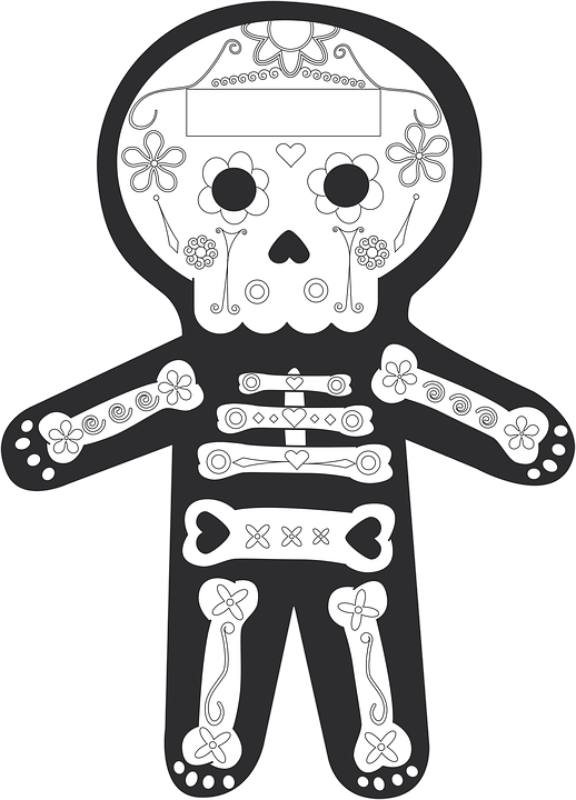 Day Of The Dead Clipart Catrina - Day Of The Dead Clipart Black And White (518x720), Png Download