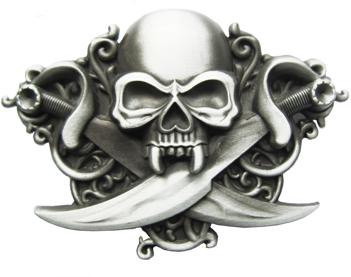 Boucle De Ceinture Crane Et Epée 2 Strass Homme Femme (706x544), Png Download