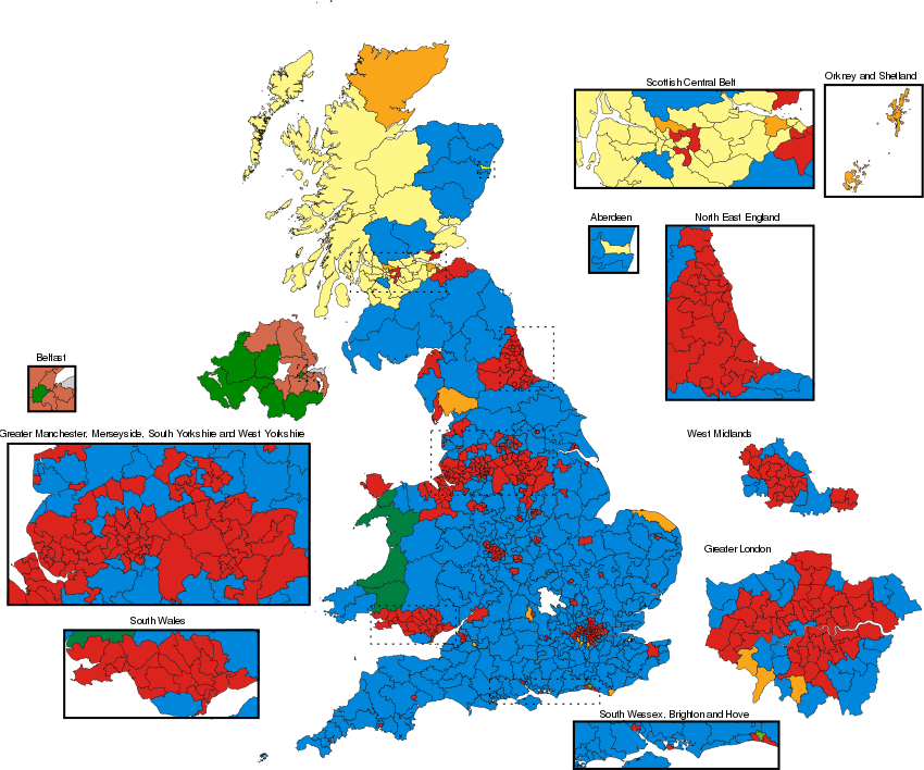A Map Of Uk Parliamentary Constituencies * Figure Does - Uk General Election 2017 Map (850x708), Png Download