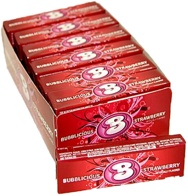 Bubblicious Strawberry Bubble Gum 5-piece Pack For - Bubblicious Strawberry Bubble Gum - 18 Pack, 5 Piece (648x648), Png Download