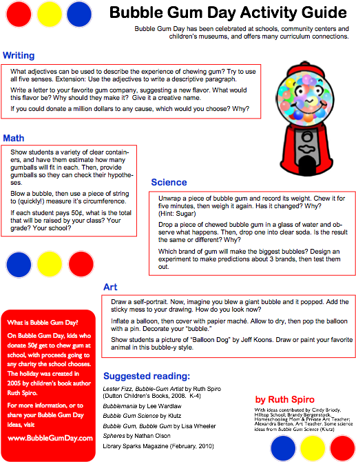 Bubble Gum Activity Guide - Classroom (584x755), Png Download