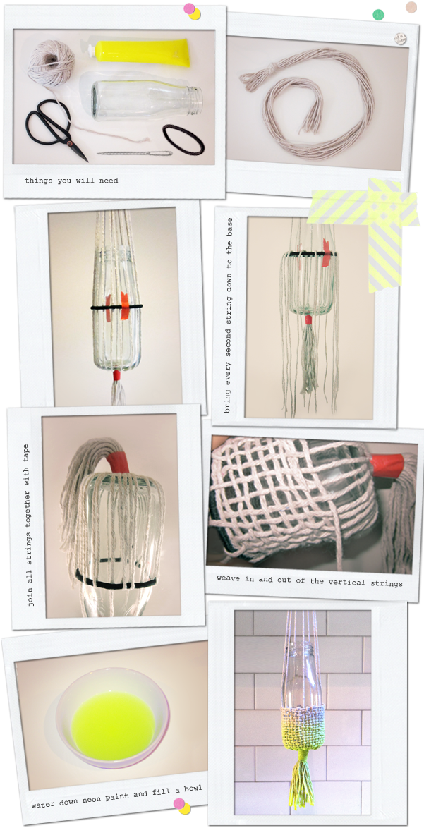 Woven Neon Dip-dyed Succulent Hanging Planter Tutorial - Wire (600x1186), Png Download