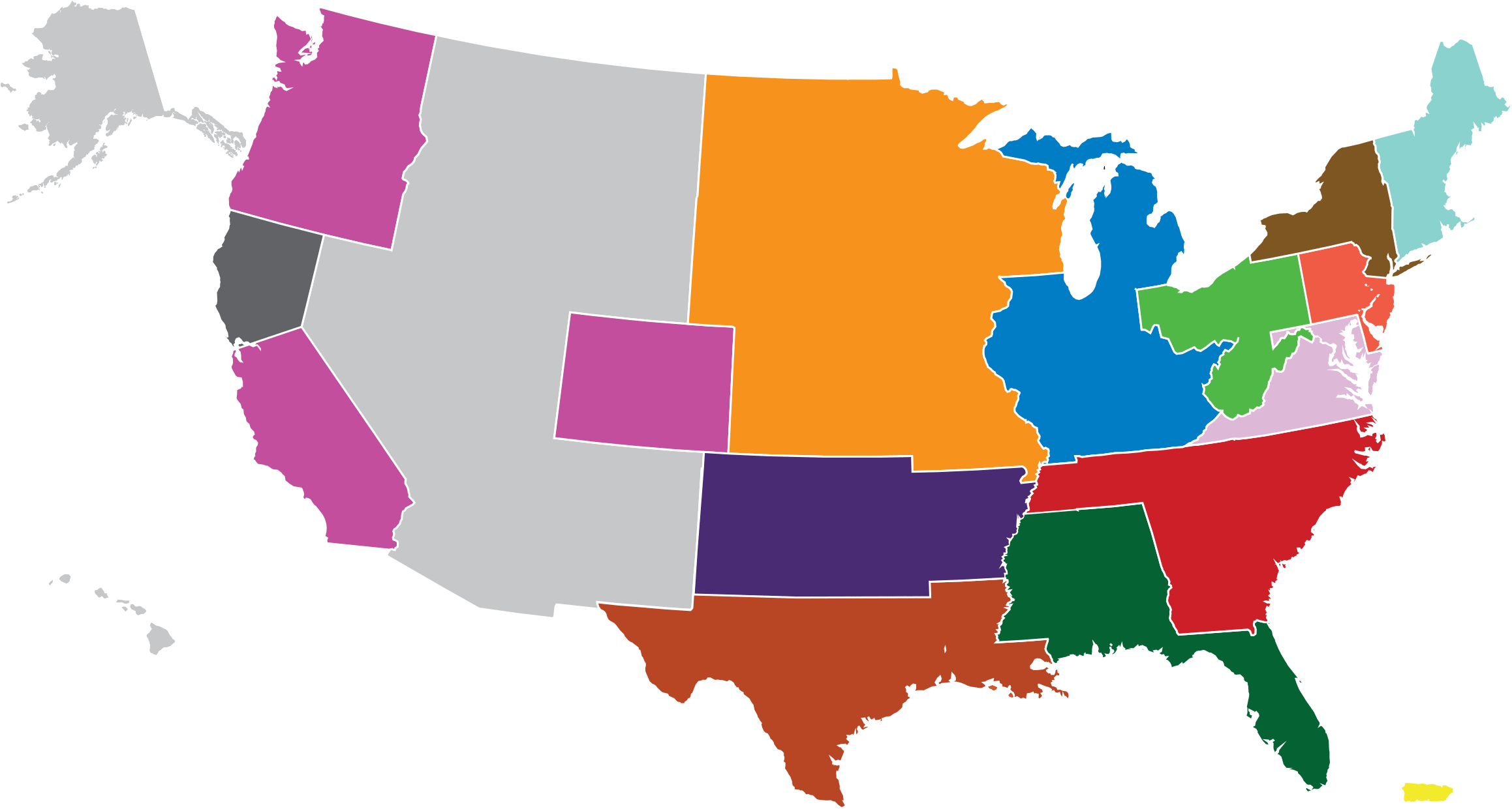 Phc Corporation Of North America Serves The United - California And Oregon Outline (2332x1242), Png Download