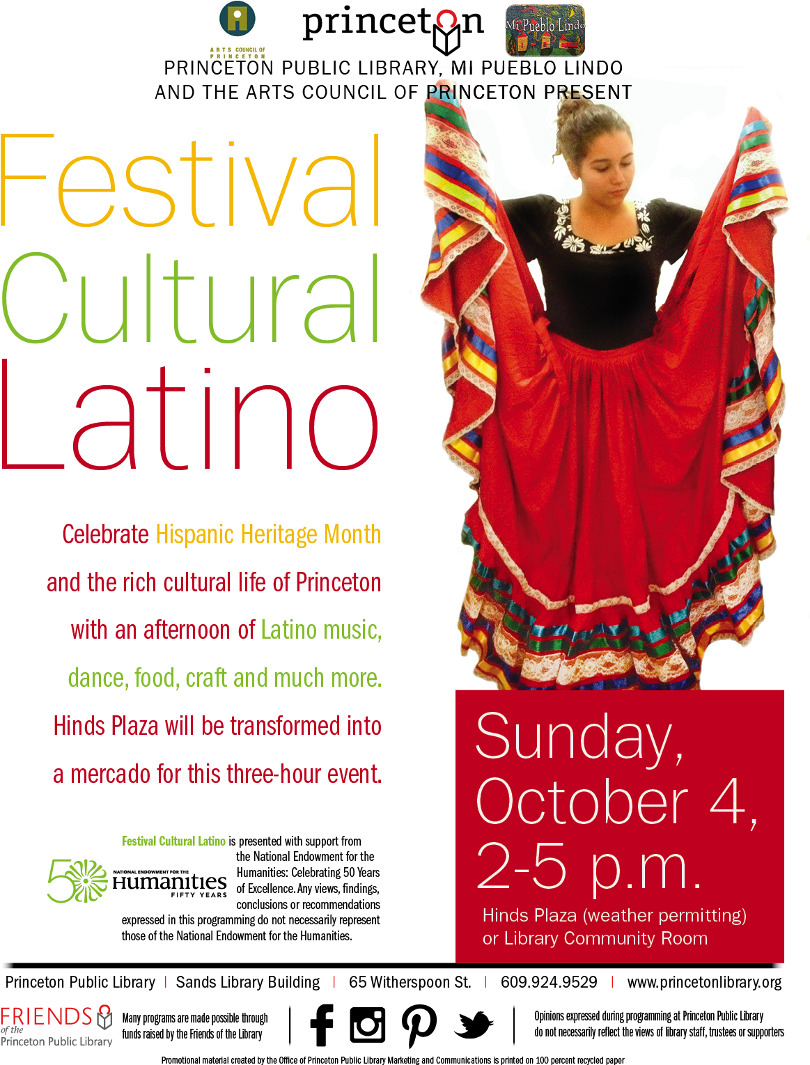 Celebrate The Cultures Of Peru, Chile, Mexico, Colombia, - Arts Council Of Princeton (1275x1650), Png Download