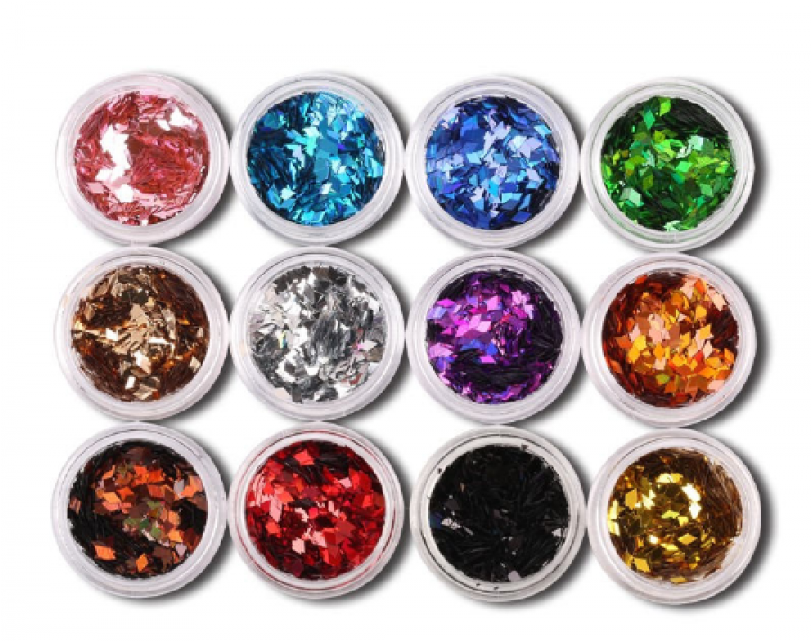 12 Colors 3d Rhombus Shape Glitter Acrylic Nail Art - Cupcake Box Templates Free Download (900x900), Png Download