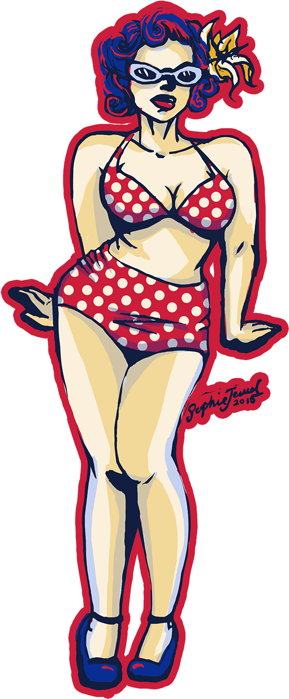 Bikini Babe Sticker - Illustration (1443x1443), Png Download