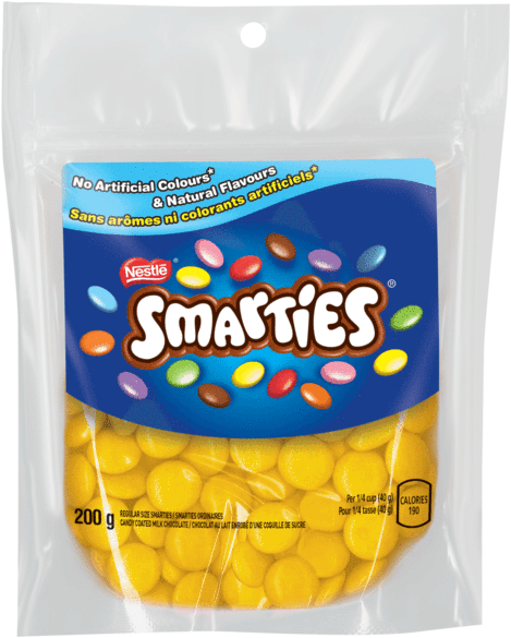 Yellow Smarties Resealable Bag, 200g - Nestle Smarties Mini 216g (550x672), Png Download