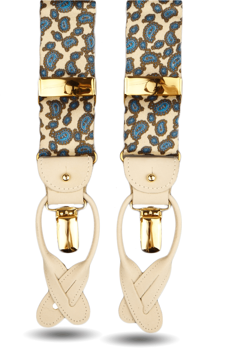 Albert Thurstonbeige With Blue Paisley Braces - Strap (1174x1174), Png Download