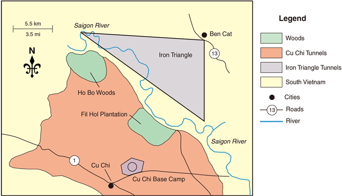 The Cu Chi And Iron Triangle Tunnel Areas And The Cu (903x395), Png Download