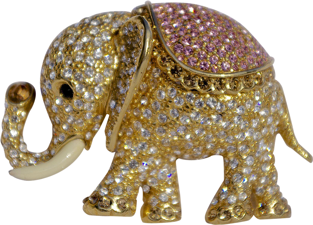 A Vintage Singed 'ciner' Rhinestone Crystal Elephant - Indian Elephant (1000x1000), Png Download