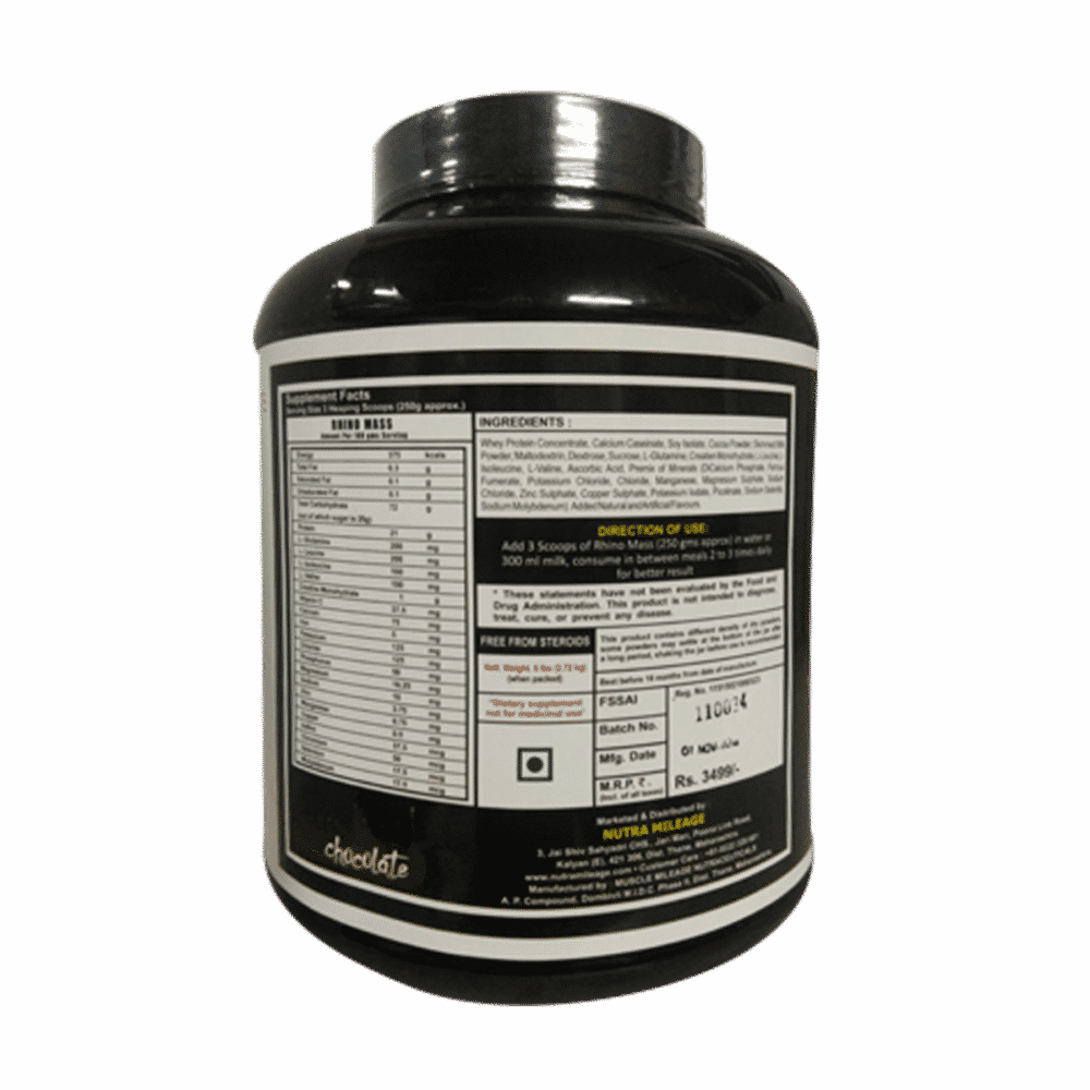 Rhino Mass Supplement Facts - Muscle Mileage Nutraceuticals (1000x1000), Png Download