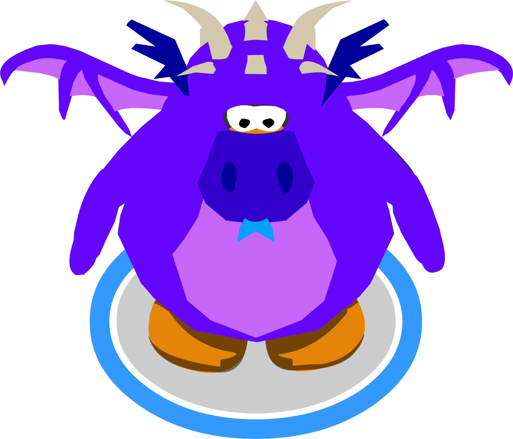 Purple Dragon Costume In-game - Club Penguin Green Dragon Costume (2000x1711), Png Download